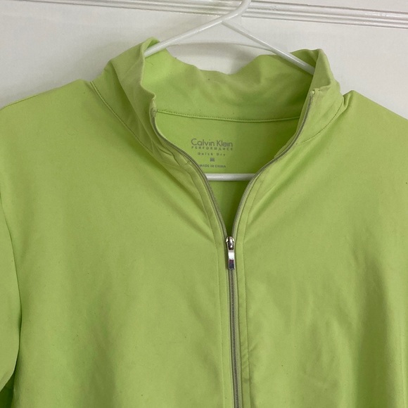 Calvin Klein Scrunched Lime Green Zip Up Sweatshirt - Picture 2 of 16
